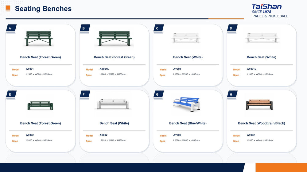 Banc de terrain Padel Taishan - catalogue 2026