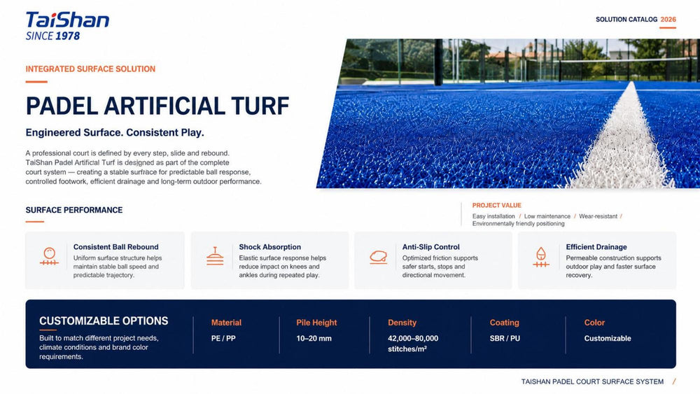 Gazon artificiel Taishan pour terrain de padel - catalogue 2026